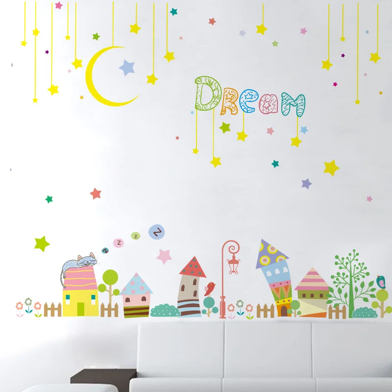[Heatboywade] ПВХ наклейки на стене дома Moon Dream для детской комнаты спальни