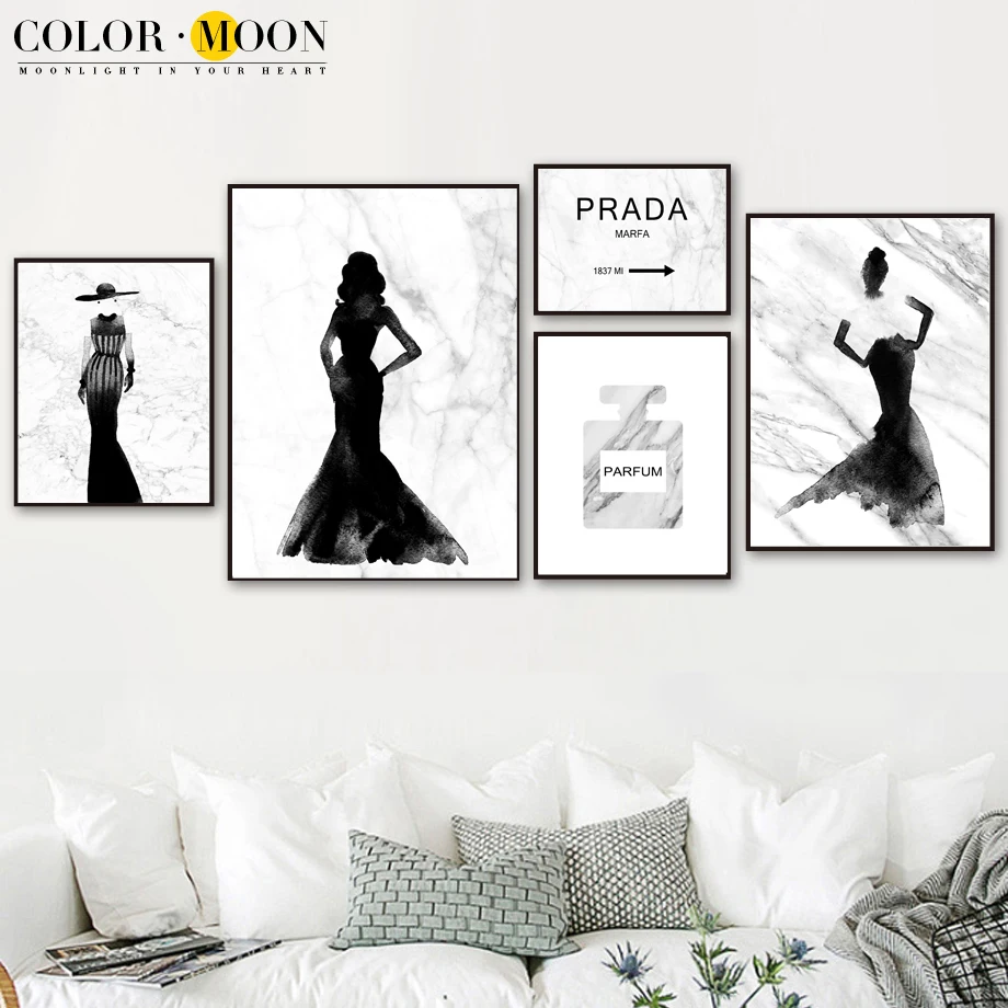 COLORMOON чернил модель девушка Плакаты и отпечатки стены Книги по искусству Nordic