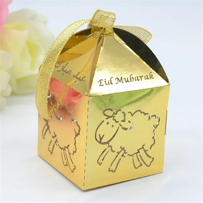 metallic gold Милый ягненок на заказ лазерная резка Eid Рамадан baby shower вечерние подарочная коробка - Цвет: metallic gold