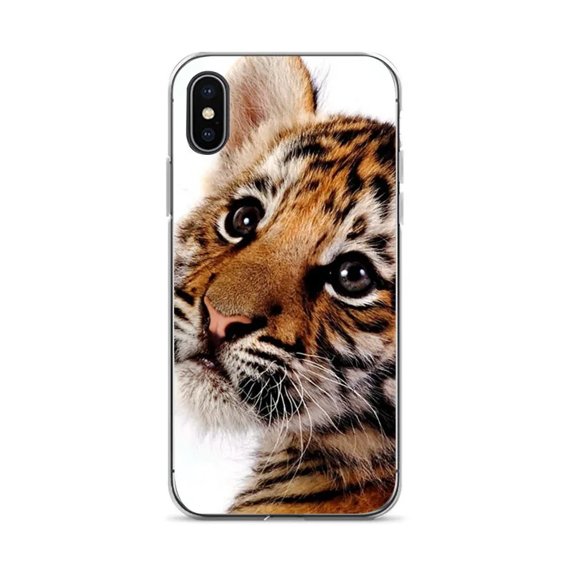 Чехол для iphone X 8 Plus 7 6 S 5s SE Cool Tiger Cat Dog мультфильм окрашенный силиконовый чехол