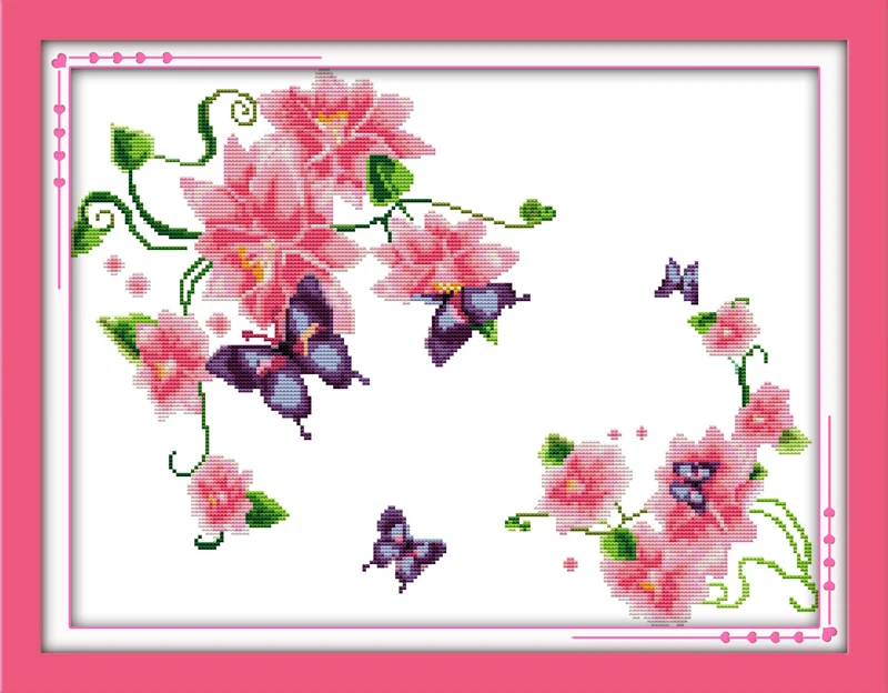

Butterflies & flowers cross stitch kit flower 18ct 14ct 11ct count printed canvas stitching embroidery DIY handmade needlework