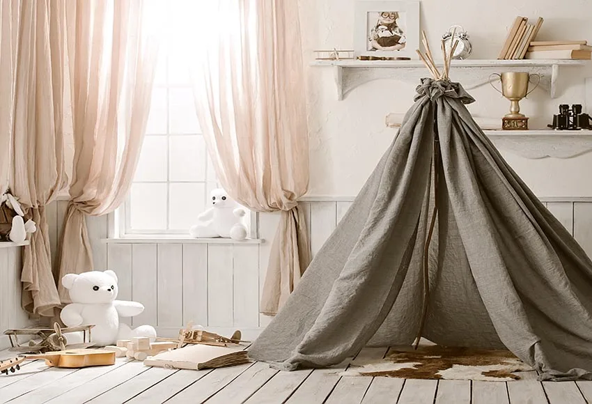 Mehofond Newborn Wood Floor Photography Backdrop Aircraft White Toy Bear Curtains Window Tent Kids Banner Photo Studio | Электроника