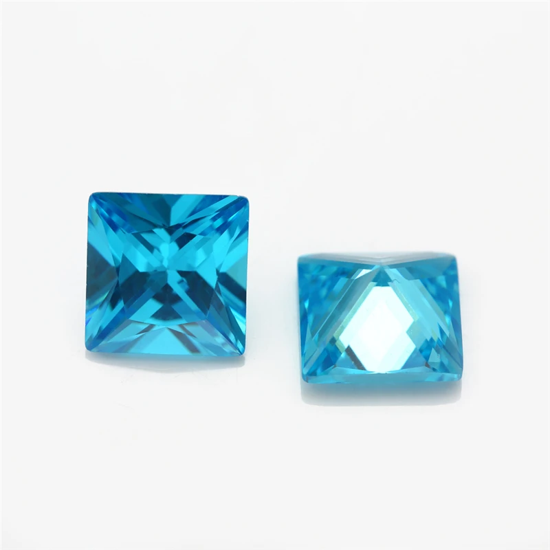 

Size 2x2~10x10mm Square Shape Princess Cut AAAAA Middle Seablue Zirconia Stone Synthetic Gems CZ stone For Jewelry
