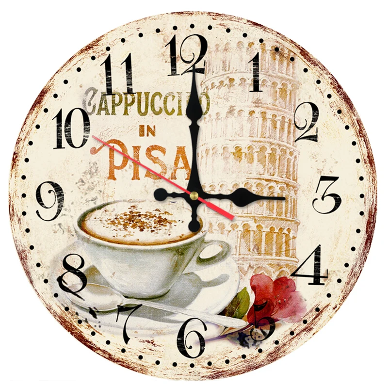 new fashion wall clocks home decoration wooden bamboo stickers quartz watch Antique style still life clock Europe living room