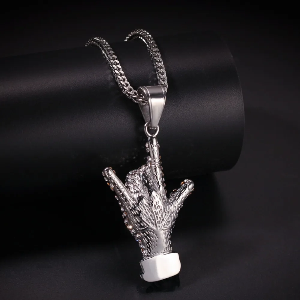 Hip Hop Men Gold Color Full Finger Pendants Necklaces With chain Jewelry | Украшения и аксессуары