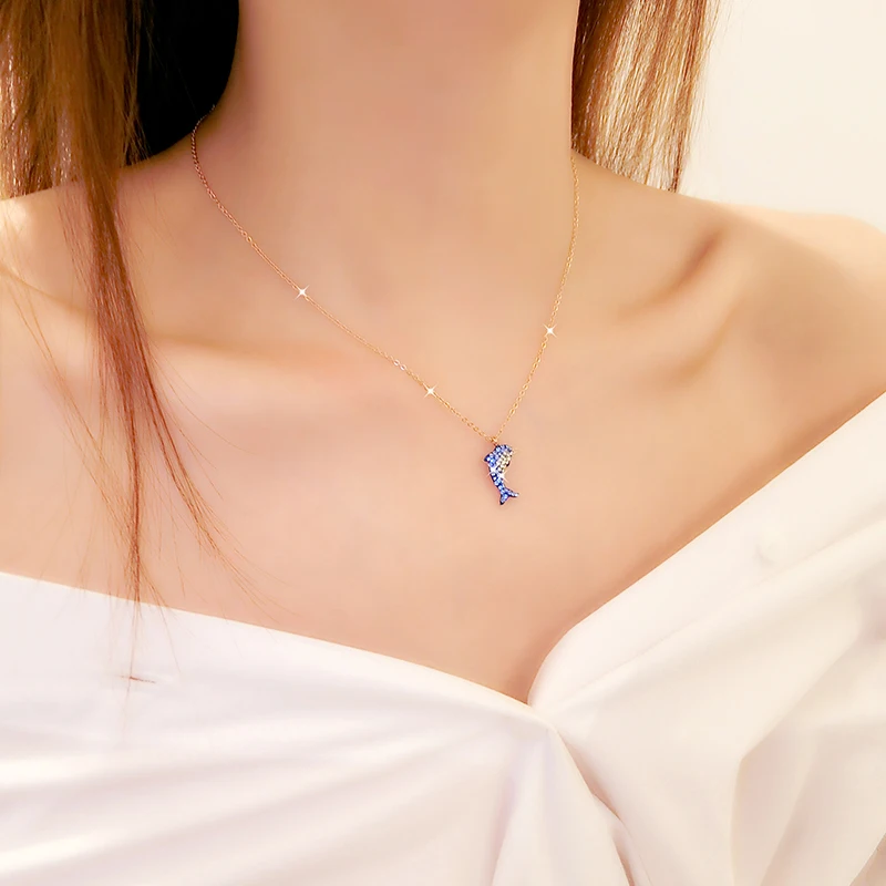 Подвеска с изображением дельфина ожерелье женский простой маленький новый