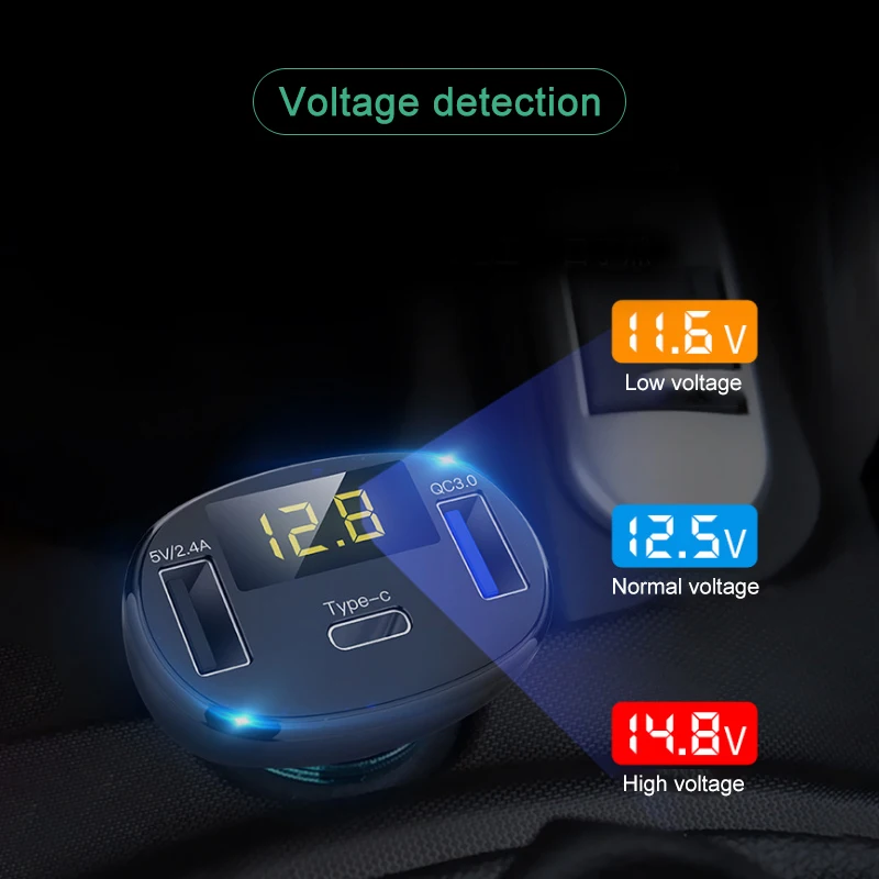 Автомобильное зарядное устройство QC3.0 5 В 2 4 А Type-C автомобильный прикуриватель с