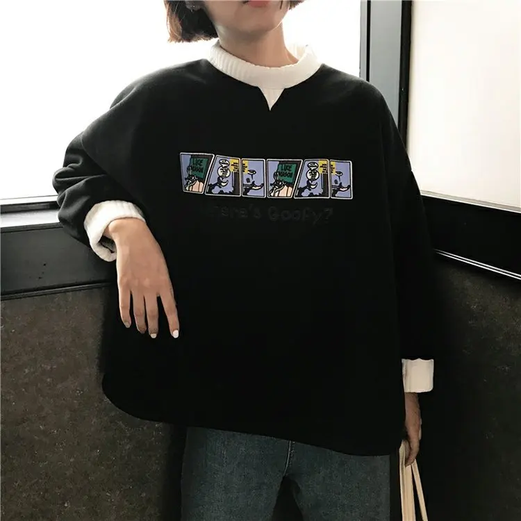 YouGeMan женские белые свитшоты Осень корейский Ulzzang Harajuku одежда свободный бархат женский свитер толстовки Топы