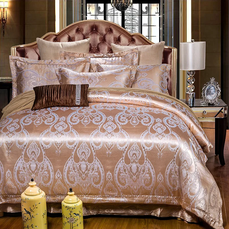 2017 роскошь Тенсел жаккард постельного белья Цвет: золотистый или розовый