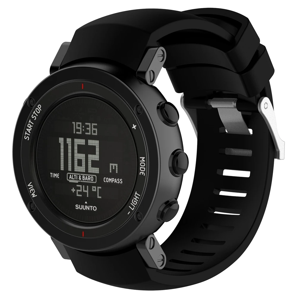 Сменный силиконовый ремешок для SUUNTO CORE ALU черный браслет мультиспорта GPS наручные