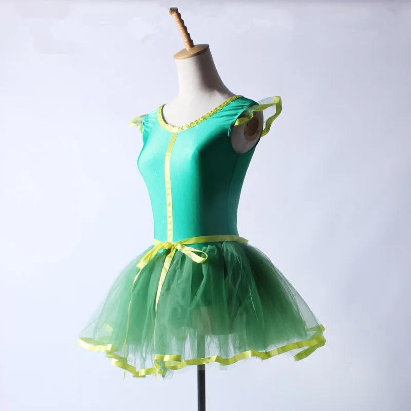 Зеленое балетное платье пачка для детей костюм выступления на