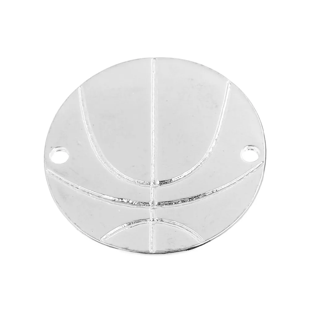 Дорин Box цинкового сплава на основе Баскетбол Круглый Кулон серебро Золотой Цвет