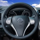Блестящая Пшеница сшитый вручную черный кожаный чехол на руль для Nissan 2013 Teana 2014 X-Trail QASHQAI Sentra
