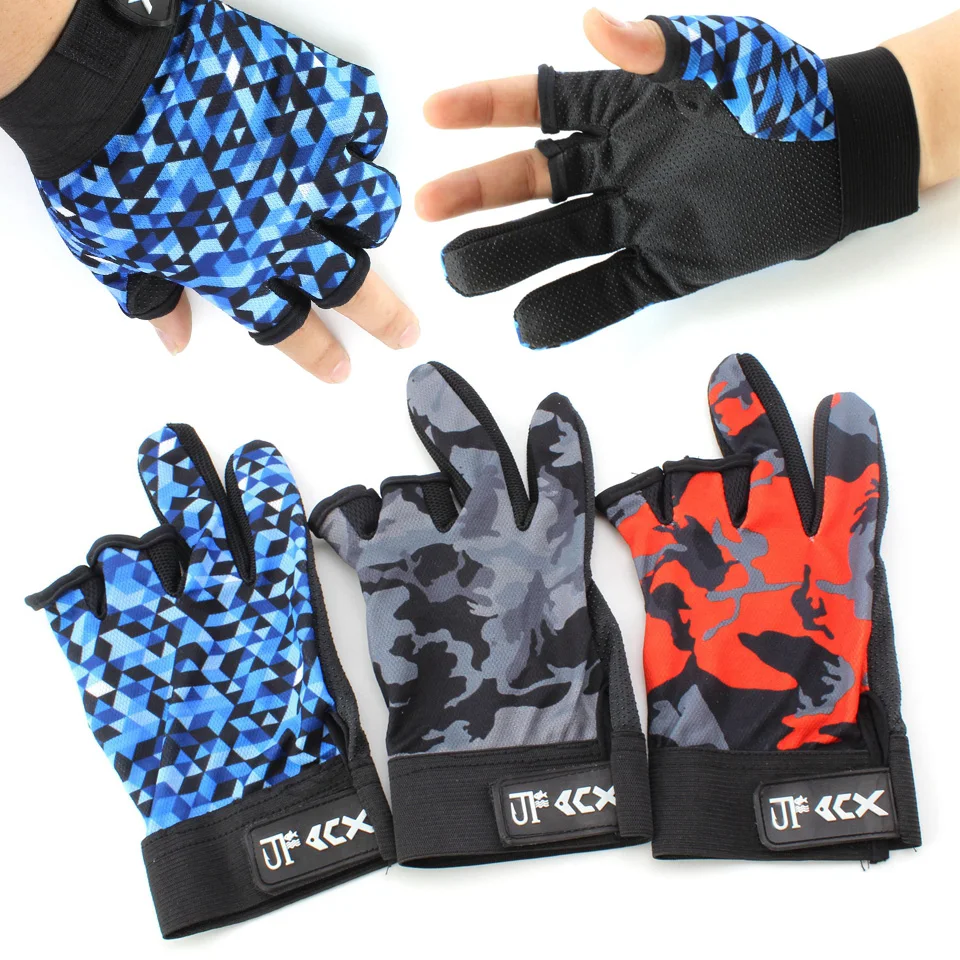 

NEW 3 Finger Men Pu Durable Anti-Slip Anti-Cut Pesca Sport Fishing Gloves Tackle Travel Hunting Camping Cycling Fishing Tackle