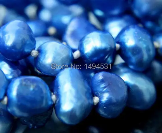 Оптовая продажа жемчужные ювелирные изделия-темно-синее ожерелье и серьги из