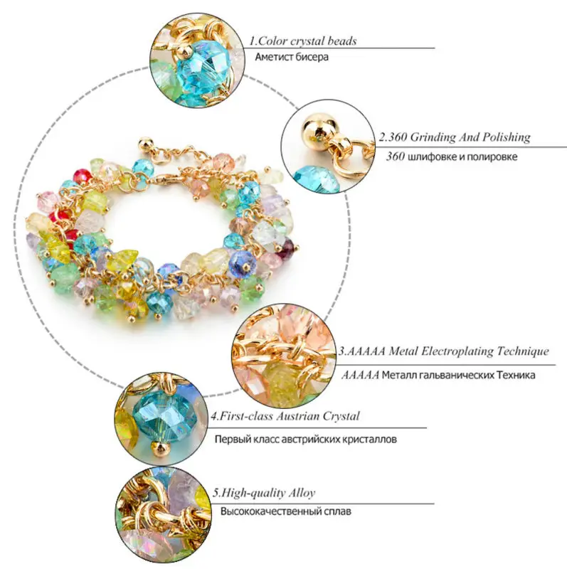 Женский браслет с бусинами CHICVIE золотистого цвета подвеской в виде цветка и
