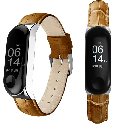 Светло-коричневый Яркий кожаный ремень для Xiaomi Mi Band 3 Смарт-браслет аксессуары для Xiaomi Mi Band 3 Смарт-браслет для Xiaomi Mi band 3 - Цвет ремешка: Светло-коричневый