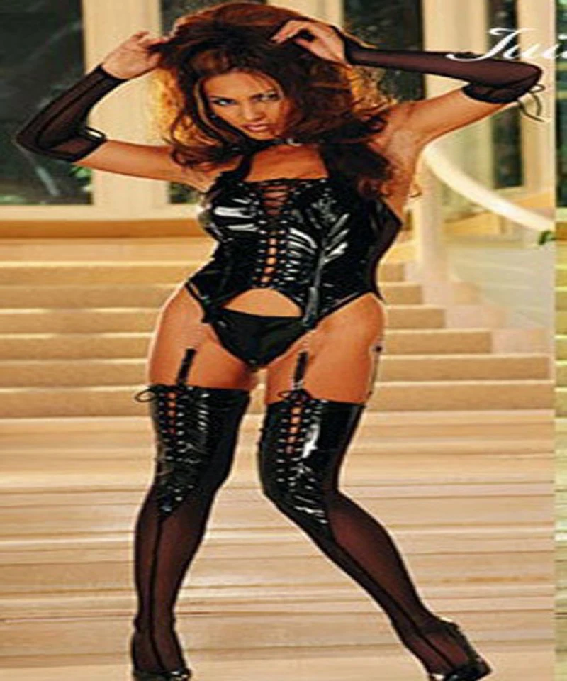 Готический сексуальный женский черный корсет из искусственной кожи на шнуровке