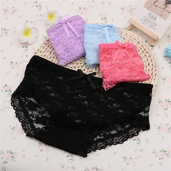 3pcs random 3 шт./лот, модное женское нижнее белье, Модальные Однотонные трусы, кружевные шорты, удобные дышащие трусы для девочек - Цвет: 3pcs random