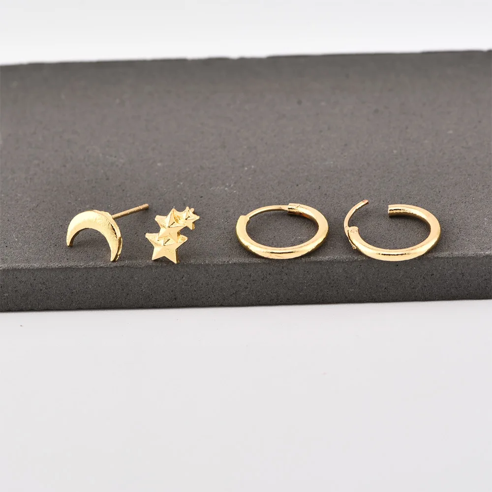 Новинка женские серьги гвоздики с пятиконечными звездами и