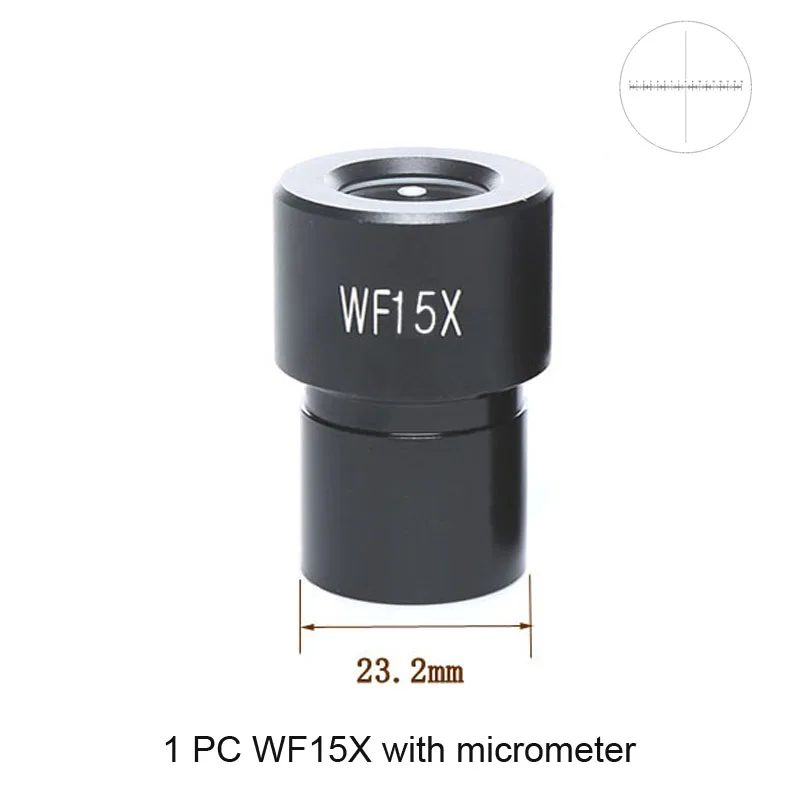 Окуляр биологического микроскопа WF5X WF10X WF15X WF16X WF20X WF25X Микроскоп Объектив Аксессуары широкоугольный объектив Монокуляр - Цвет: WF15X with Reticle