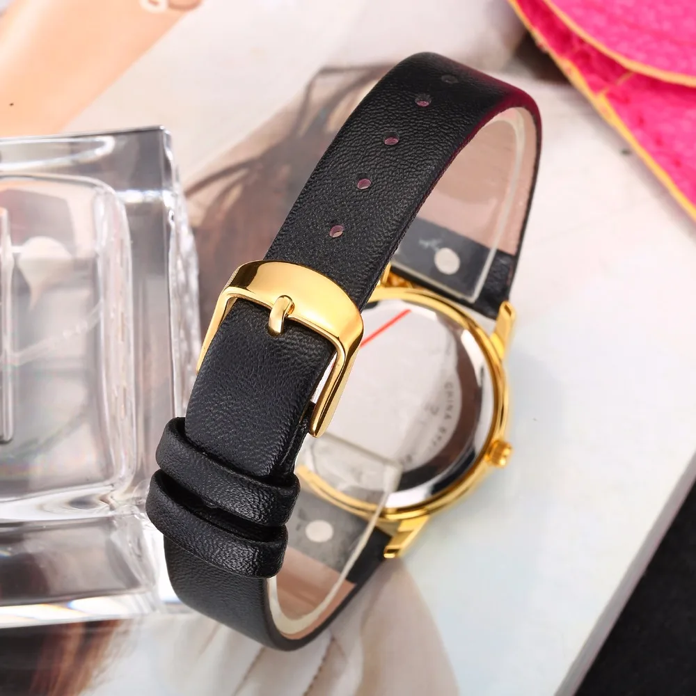 Для женщин часы Missfox Relojes Para Mujer сердце лицом кожа золотые наручные Bling Синий