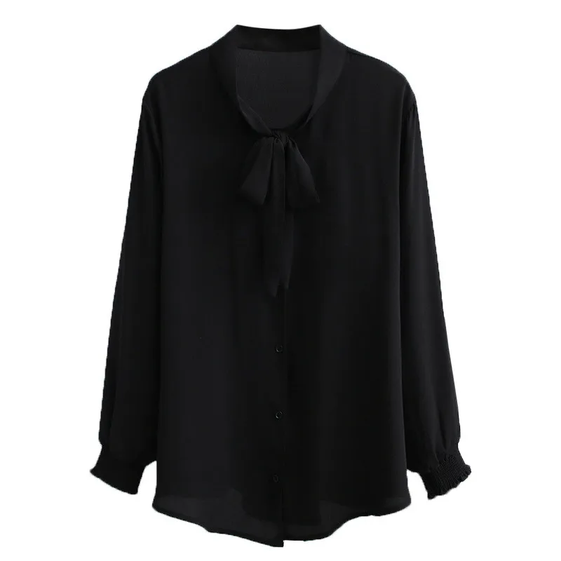 New Fashion Large size 5XL Chiffon Shirt Blouse Women Spring Summer Long sleeve Blouses Female Casual Tops Wild Bow Shirts G111 | Женская