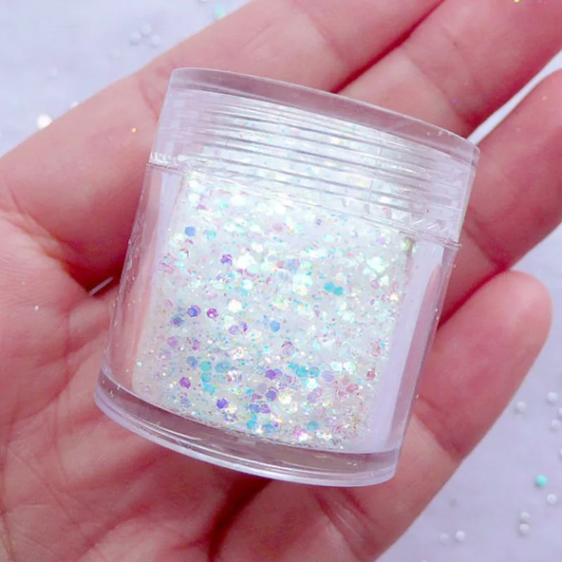 

1 Box=10g Iridescent Sprinkles Hexagon Aurora Borealis Glitter Confetti Holographic Flakes Nail Decoration
