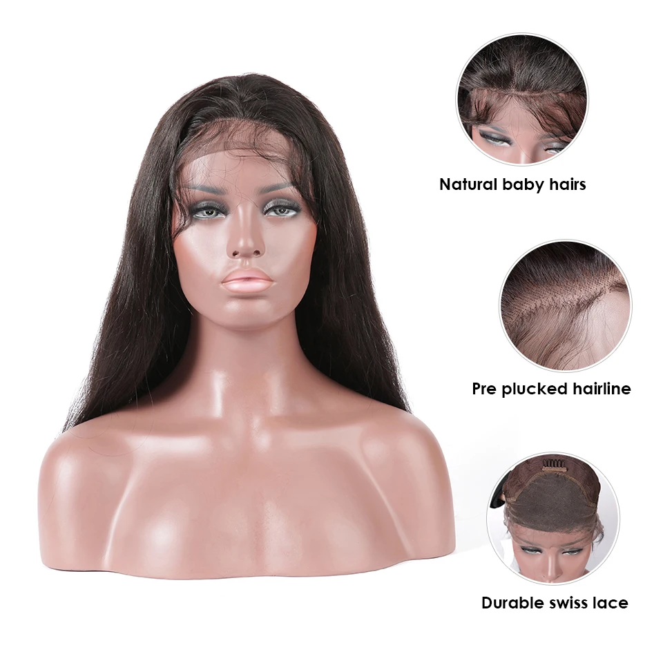 Парики из натуральных волос на кружеве бразильские прямые волосы Реми