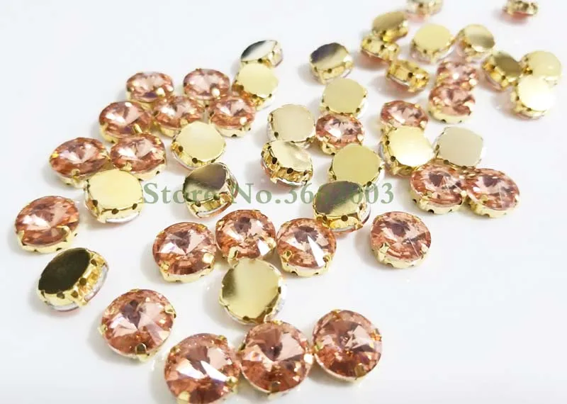 Стеклянные кристаллы ААА в золотистом корпусе красные Круглые для шитья сделай