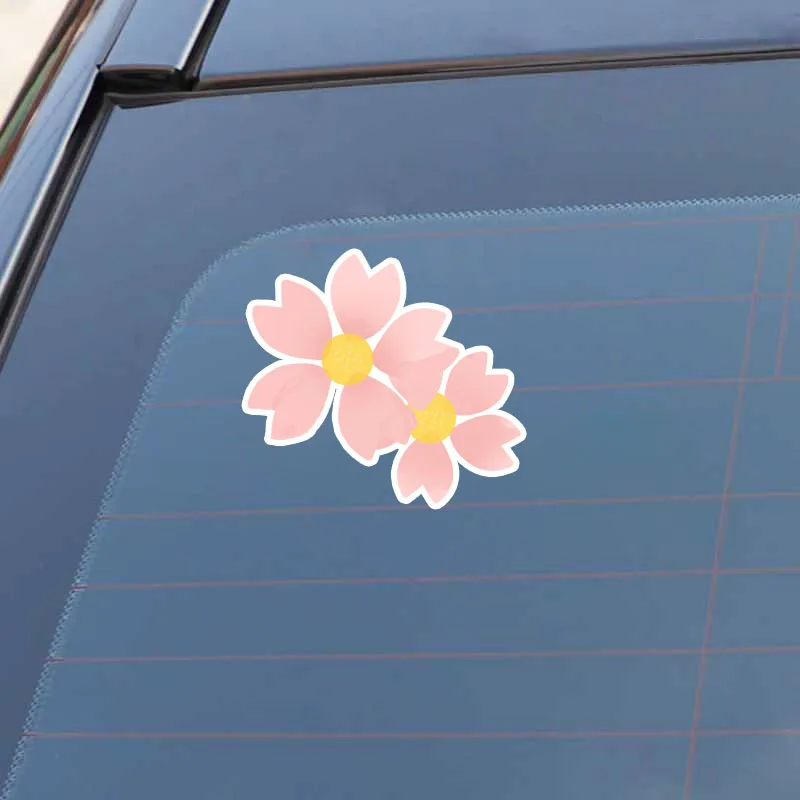 YJZT 14 1*12 9 см Красивые автомобильные наклейки с розовым цветком персика цветные