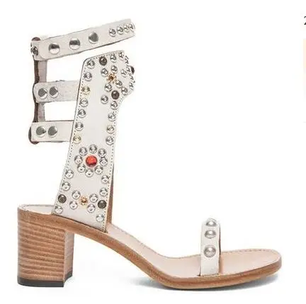 Модная брендовая женская обувь ручной работы Обувь на толстом высоком каблуке в