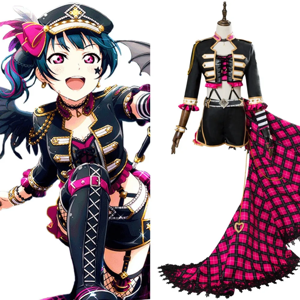 LoveLive Косплэй Sunshine Ёсико Цусима панк одежда в стиле рок на Хэллоуин карнавальный