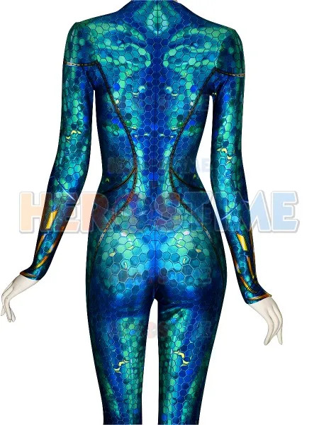 Newest Aquaman Queen Mera Suit 3D Printed Spandex Film Version Cosplay Costume Halloween Bodysuit Custom Made |