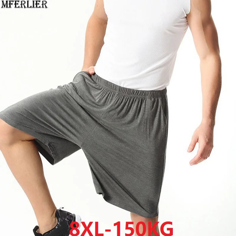 Мужские шорты размера плюс, большие 8XL, 9XL, 10XL, Модальные, хлопковые, летние, мягкие, удобные, темно-синие, с эластичной резинкой на талии, свободные, тонкие, дышащие