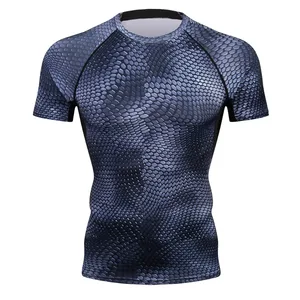 2018 Новая мужская компрессионная 3D печать плотная футболка классная высокая эластичная быстросохнущая фитнес-футболки с коротким рукавом Шейперы Топы