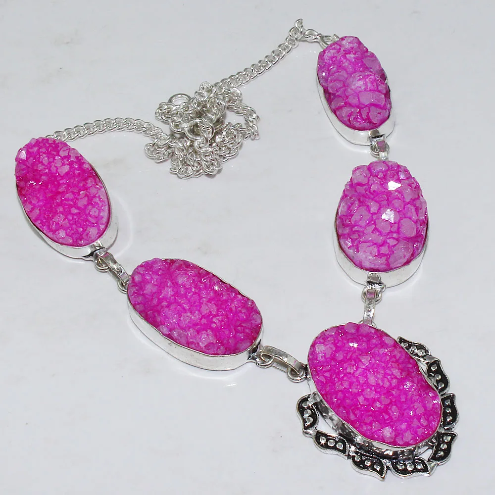 Druzy ожерелье серебряное покрытие над медью, 49 см, N1552