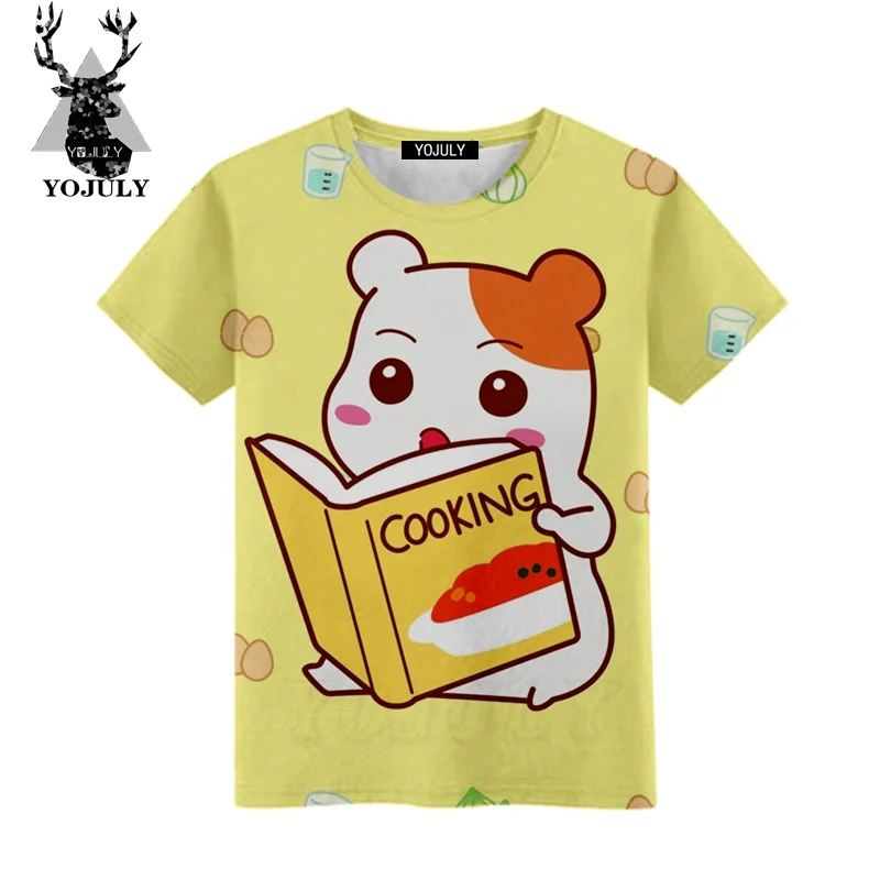 YOJULY2019 Hamtaro хомяка harajuku для мальчиков и девочек подростков 3d принтом Футболка с коротким рукавом Симпатичные футболки Модная детская одежда летние A42