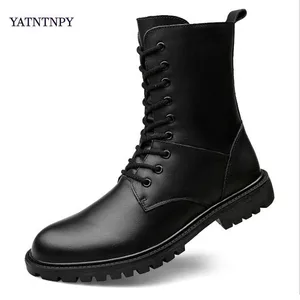 YATNTNPYНовое поступление; Мужская обувь из натуральной кожи; модные высокие ботинки; черные кожаные ботинки Martin в британском стиле; мужские зимние ботинки