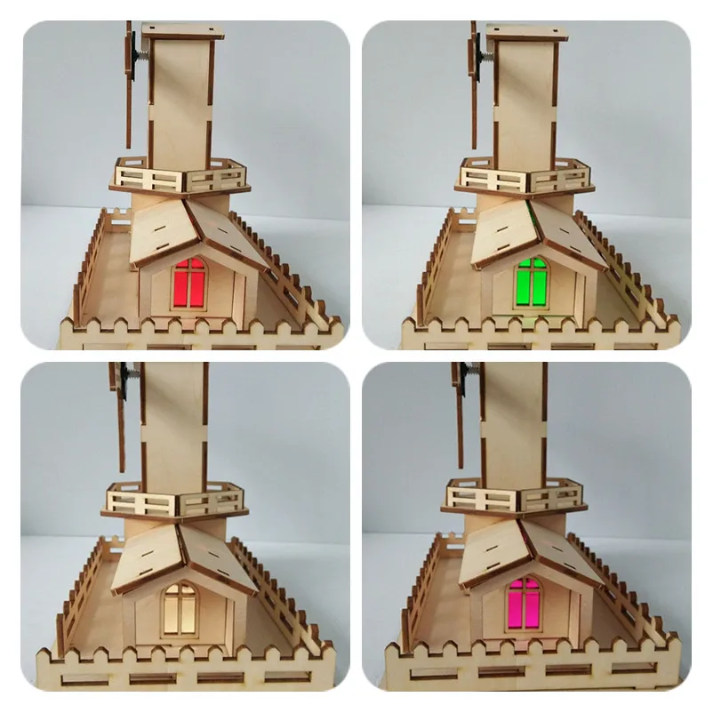 Happyxuan DIY Собранный электрический комплект Led деревянная мельница с музыкой