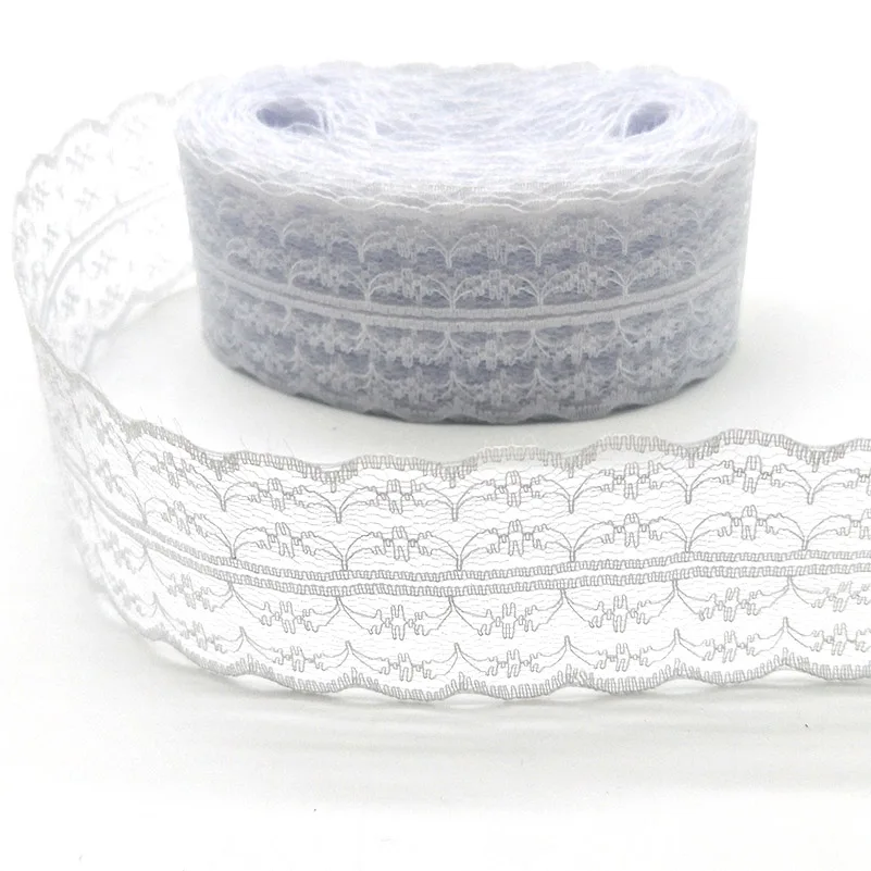 

New 10 Yards White Lace Ribbon 45MM Width Lace Trim Fabric DIY Embroidered Lace trimmings for Sewing Accessories African Lace