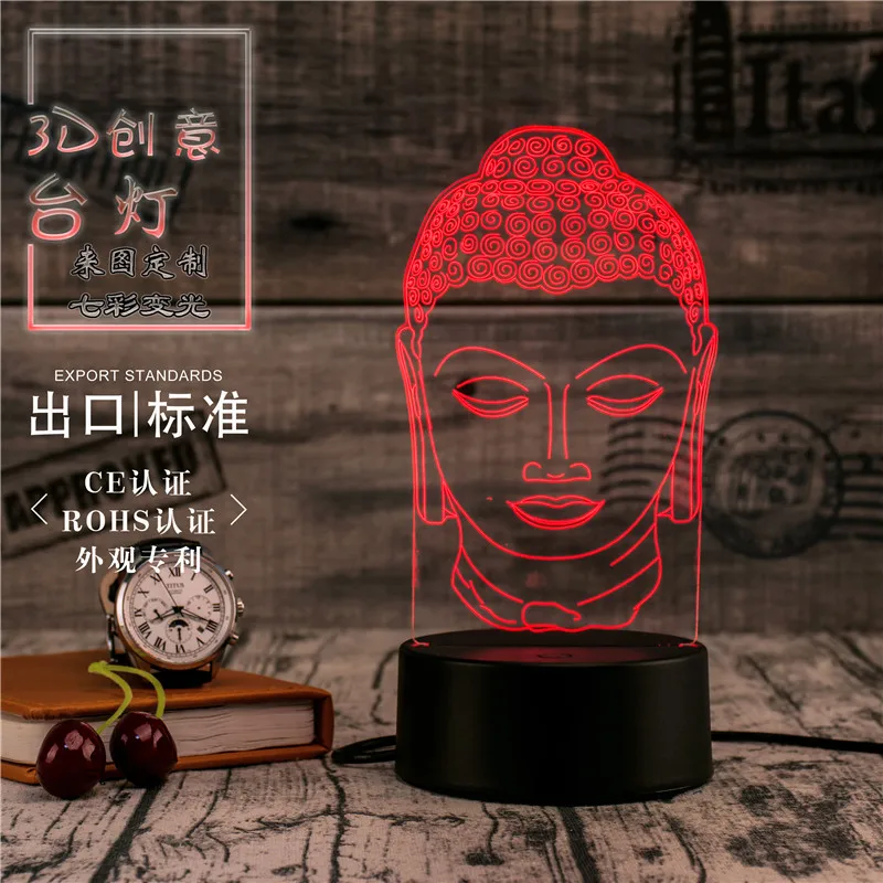 3D Led Novety светильник ing креативный подарок Ночной светильник Настольная лампа статуя Будды светильник светодиодный домашний коридор отель вечерние светильник s
