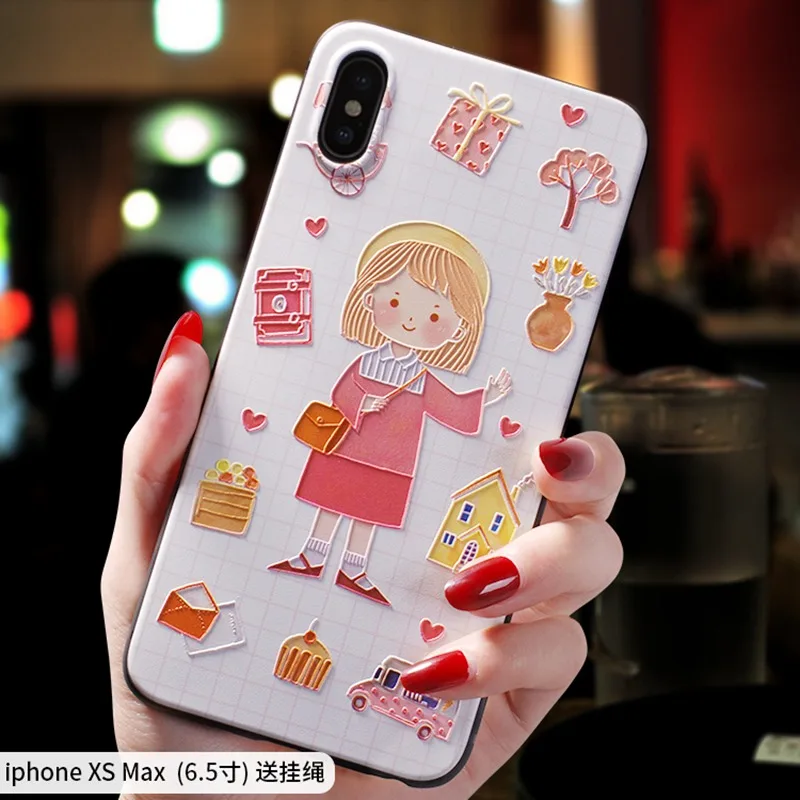 X милый чехол с рельефным рисунком для маленьких девочек Iphone XS MAX XR iphone 6 6s 7 8 plus |