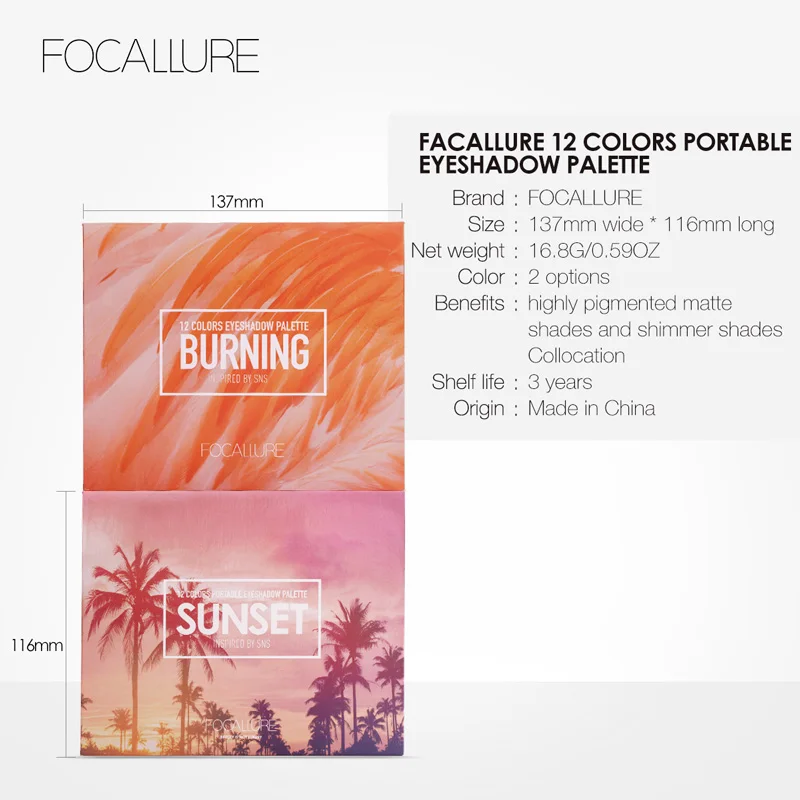 Focallure Matte Shimmer Сияющие тени для век Палитра телесный Макияж Блеск пигментные