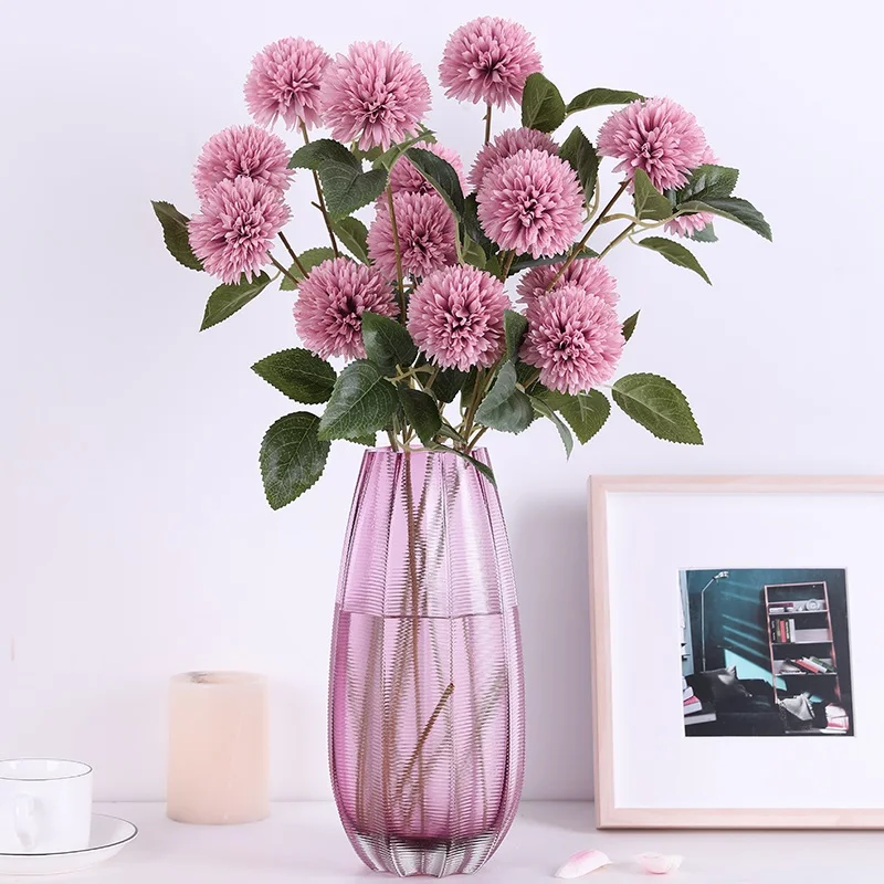 5 шт./компл. 3 головы желтые искусственные цветы гортензии букет из длинных