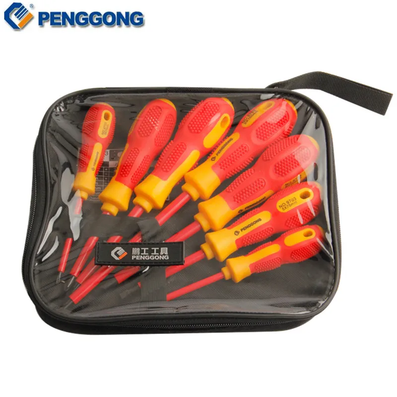 Набор отверток pengong 7 шт. изолированные отвертки с магнитным электриком ремонт