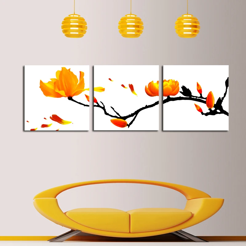 Картина без рамы 3 панели современная масляная настенная с цветами для украшения