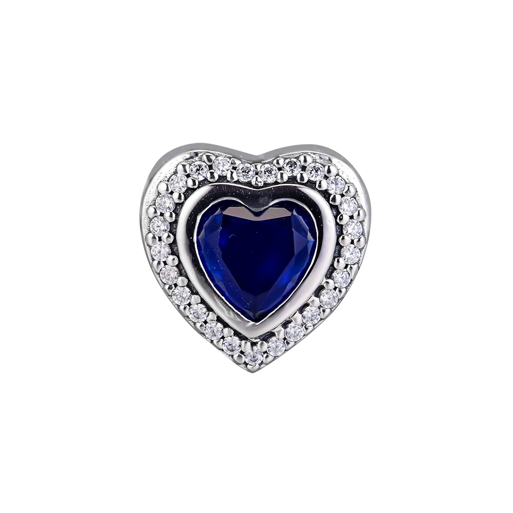 

Original 925 Sterling Silver Beads Sparkling Night Blue Love Heart Charms Fit Europe Bracelet Fashion Jewelry Women Gift kralen
