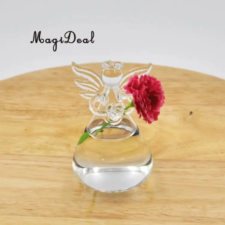 MagiDeal Handmade Angel Clear Glass Wall Hanging Vase Bottle for Plant Flower Bedroom Living Room Office Home Decor Friends Gift | Дом и сад