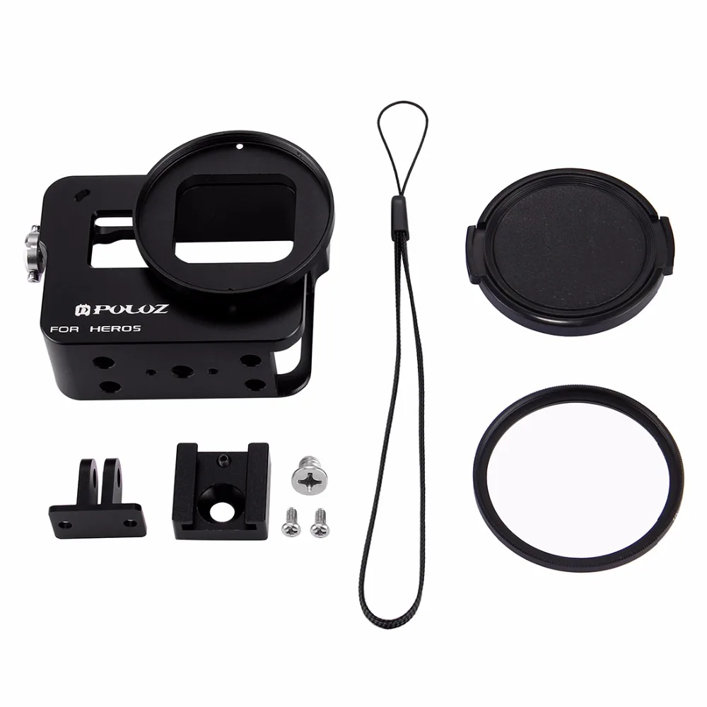 PULUZ for Go Pro Accessories Housing Shell CNC Aluminum Alloy Protective Cage Hard case with 52mm UV Lens GoPro HERO5 HERO 5 | Электроника
